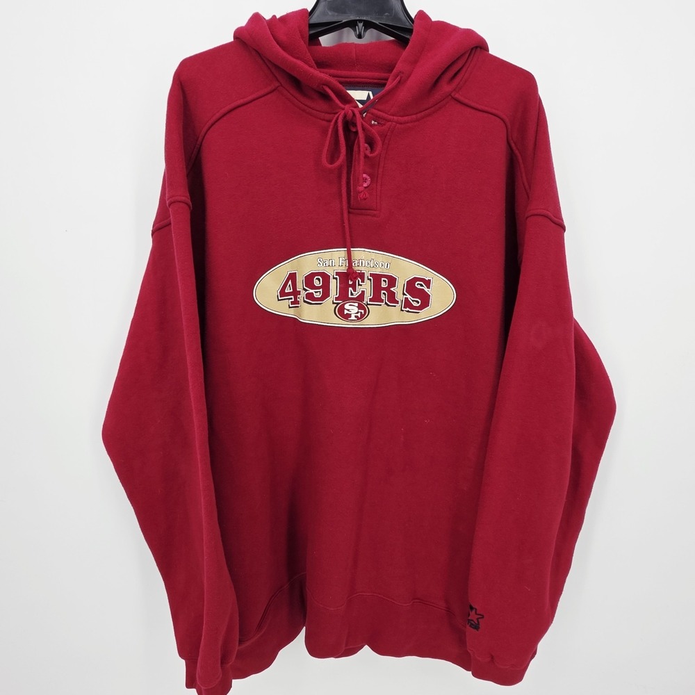 Vintage San‎ Francisco 49ers Starter Hoodie 1990's Maroon Graphic Print Size XL
